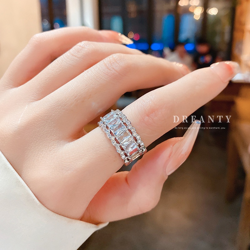 Nhẫn Hở Đính Đá Zircon Phong Cách Hàn Quốc Sang Trọng