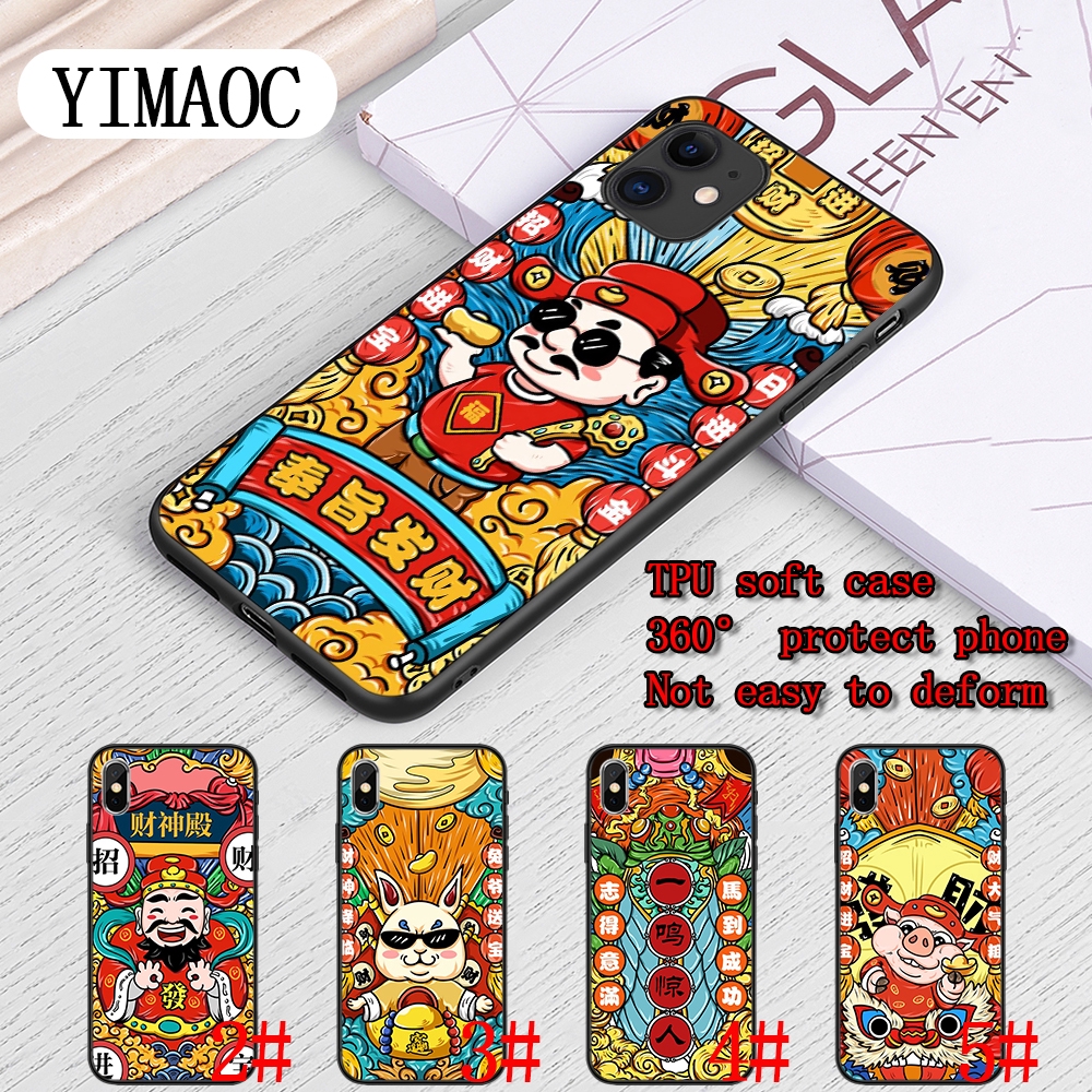 Ốp điện thoại mềm in họa tiết thần tài Trung Hoa cho iPhone XS Max XR X 11 Pro 7 8 6 6S Plus