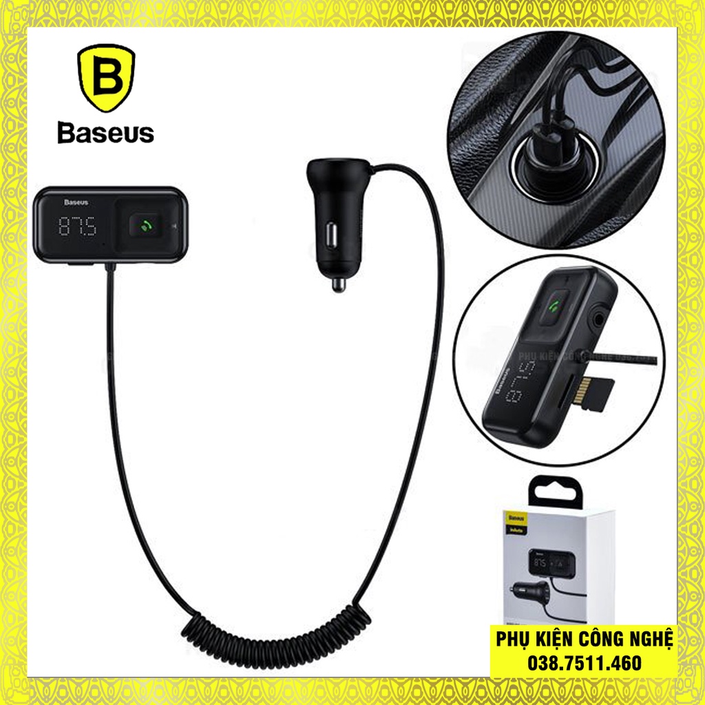 Tẩu sạc đa năng trên xe hơi Baseus T Typed S-16 Wireless MP3 Car Charger (3.5mm, TF card, USB*2, LED screen, Hi-Fi)