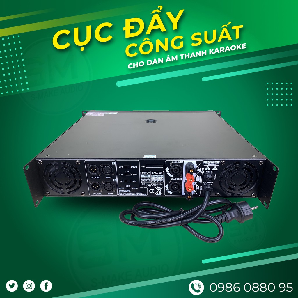 Cục đẩy 2 kênh TD Acoustic LA-650G : 24 SÒ : 650W / 1 Kênh đánh 2 loa Bass 30