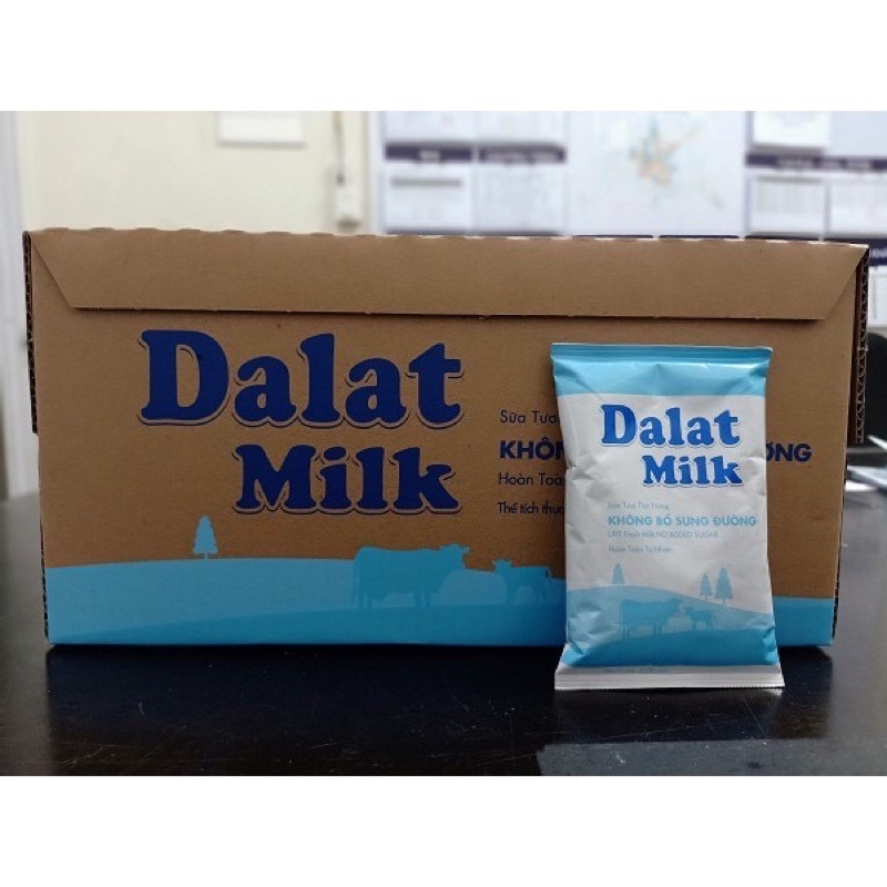 Sữa tươi tiệt trùng Đà Lạt milk 220ml không đường 1 thùng 48 túi 280k/ thùng