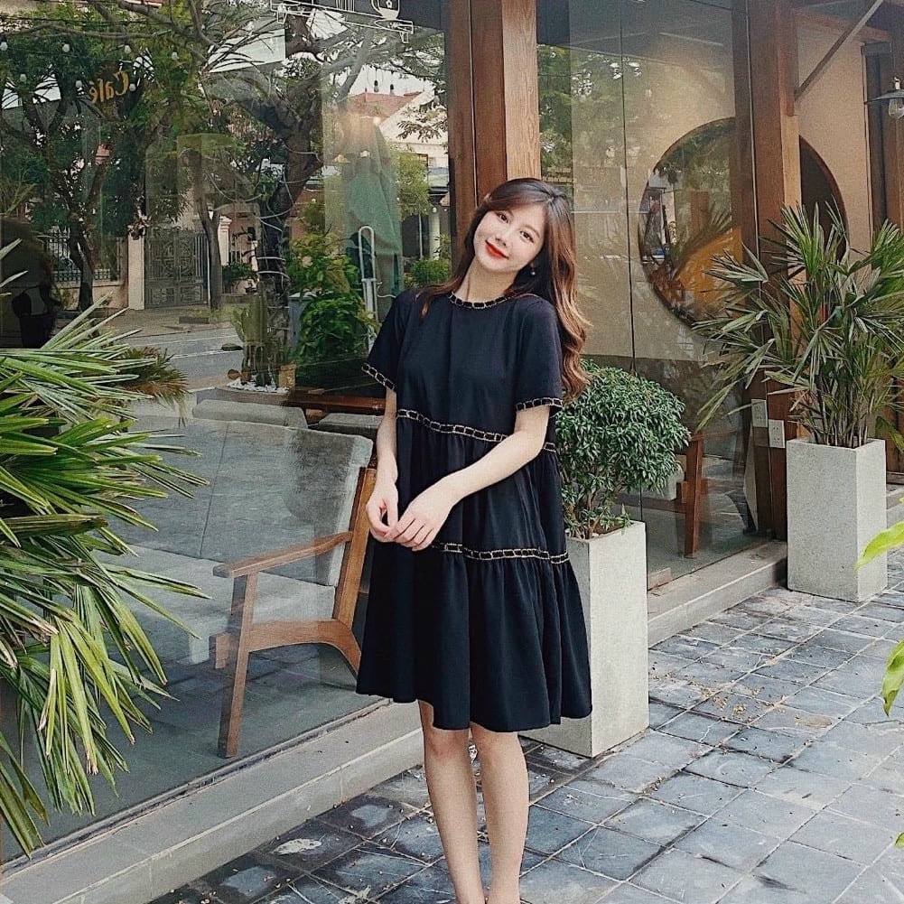 Đầm Bầu Váy Bầu Babydoll Dáng Dài Nhiều Tầng Mùa Hè Phối Ren Xinh Xắn Đi Chơi Dự Tiệc HD2706 Honey Mommy