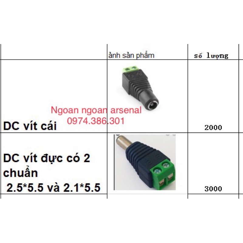 100 jack nguồn DC đực, cái bắt vít hàng tốt