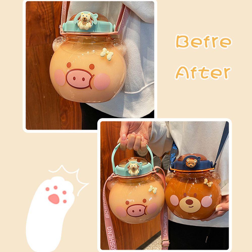 Bình Nước Bằng Nhựa Cỡ Lớn Họa Tiết Hoạt Hình Dễ Thương