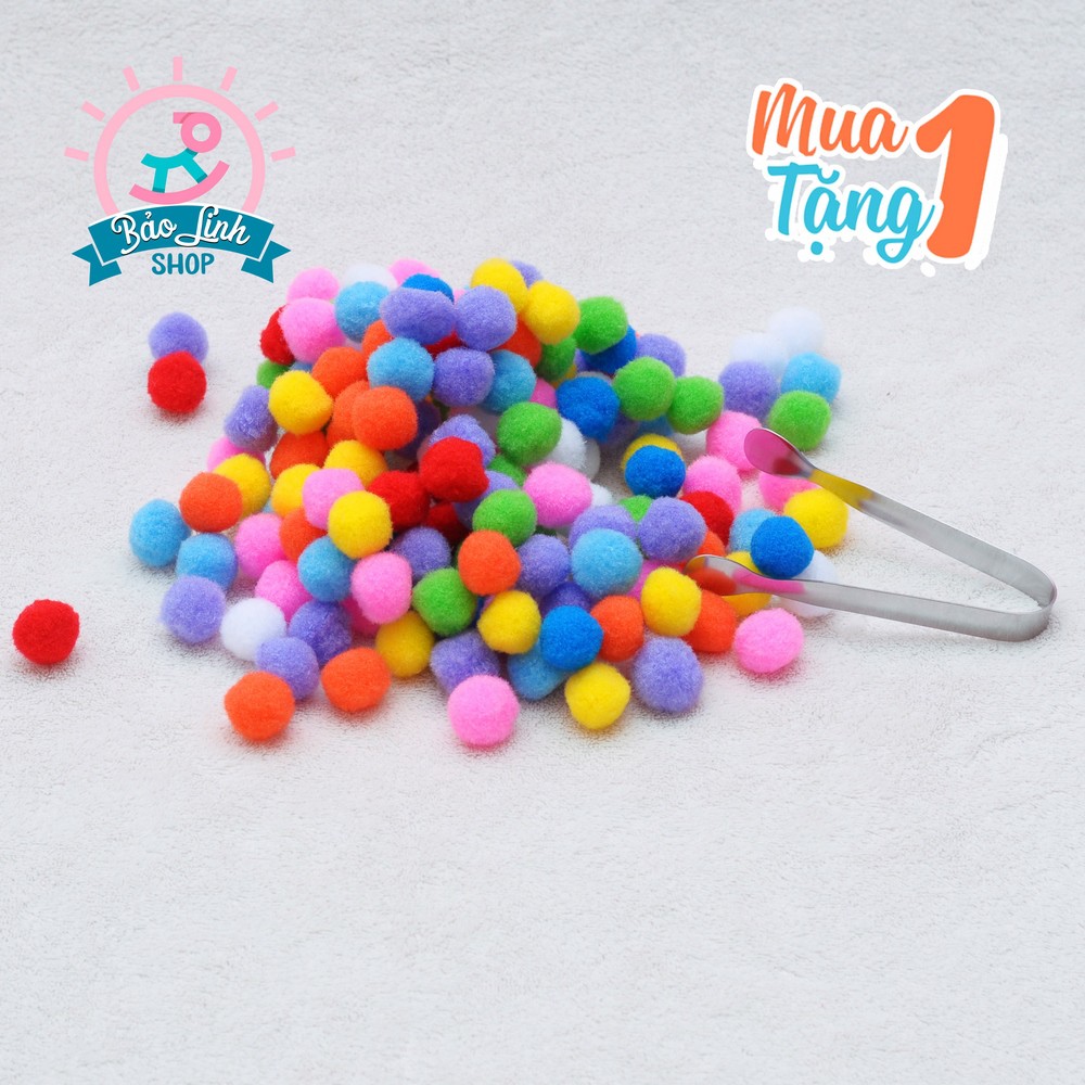 SET Pom Pom size 2cm 250 quả - TẶNG QUÀ| Đồ chơi an toàn