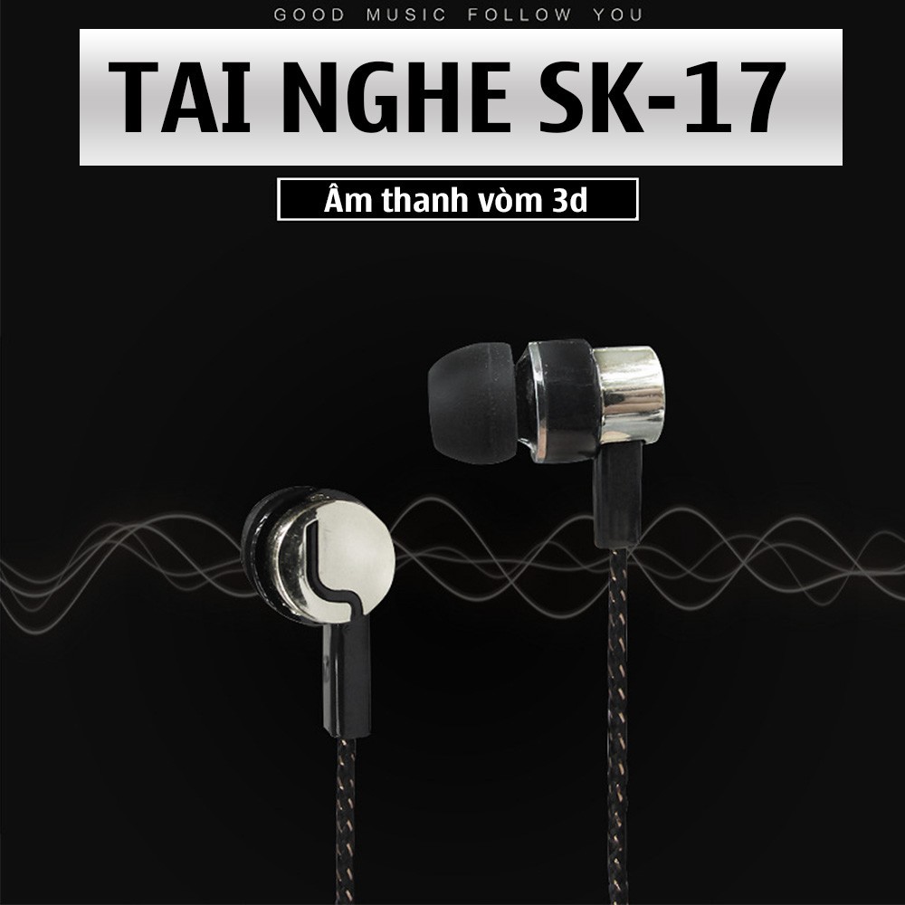 Tai nghe nhét tai có dây SK-17 Extra Bass, jack 3.5mm