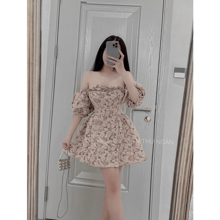 ĐẦM XÒE NỮ GẤM TRỄ VAI HÀNG THIẾT KẾ SIU XINH