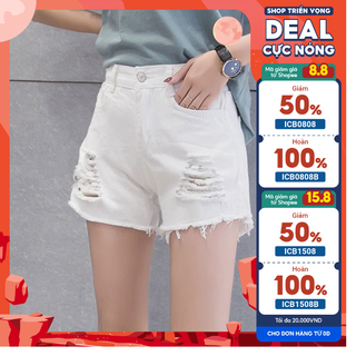 Quần shorts ngắn jean nữ đen trắng rách size s-m-l
