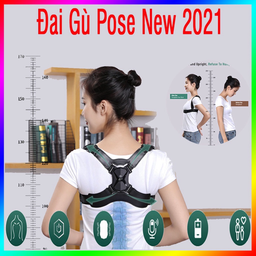 Chuẩn Form Dáng Đẹp Đai chống gù lưng trẻ em, Đai đeo lưng chống gù Nhật Bản Medicare cho nam, nữ có báo rung
