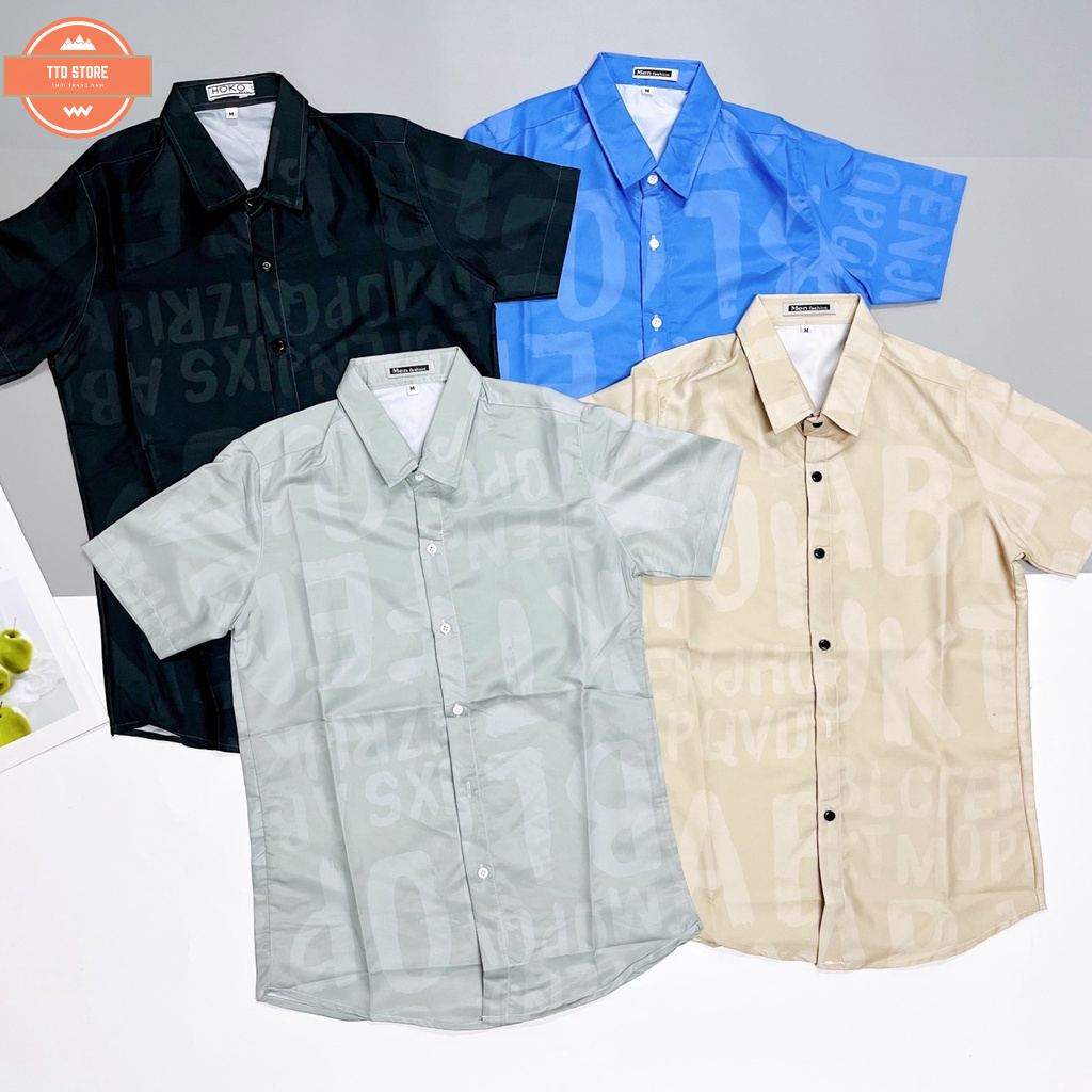 Áo sơ mi nam nữ 3D tay ngắn in vân chìm, in ấn phối họa tiết màu các loại, thời trang hot trend giá tốt