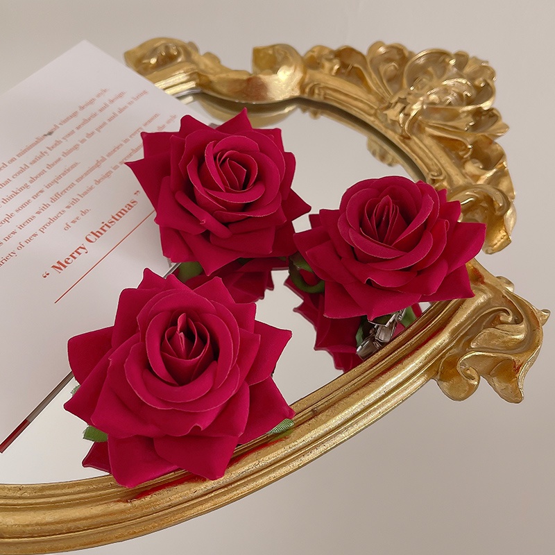 Kẹp Tóc Hoa Hồng Đỏ Cho Nữ