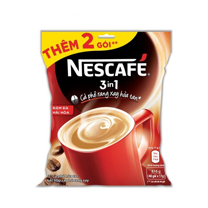 NESCAFÉ 3in1 Đậm đà hài hòa (Túi 46 góix17g)-Tặng thêm 2 gói