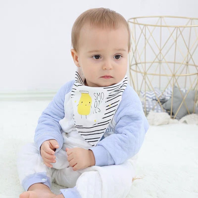 Set 5 khăn yếm tam giác cao cấp 100% cotton họa tiết đáng yêu cho bé