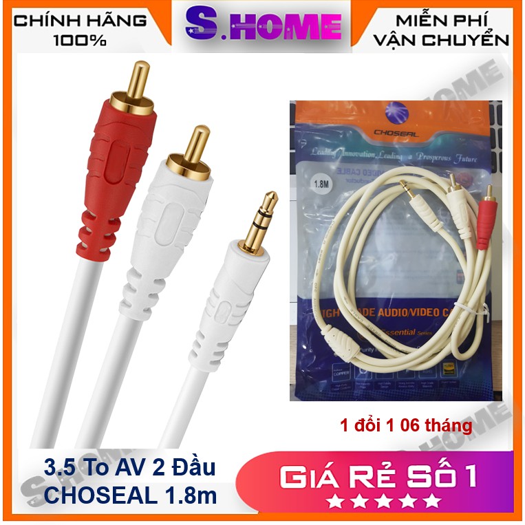 Dây AV 1 đầu 3.5 ra 2 AV chính hãng CHOSEAL Dây Jack 3.5 ra 2 Đầu AV Chính hãng (Bán hàng tương tác không lợi nhuận)