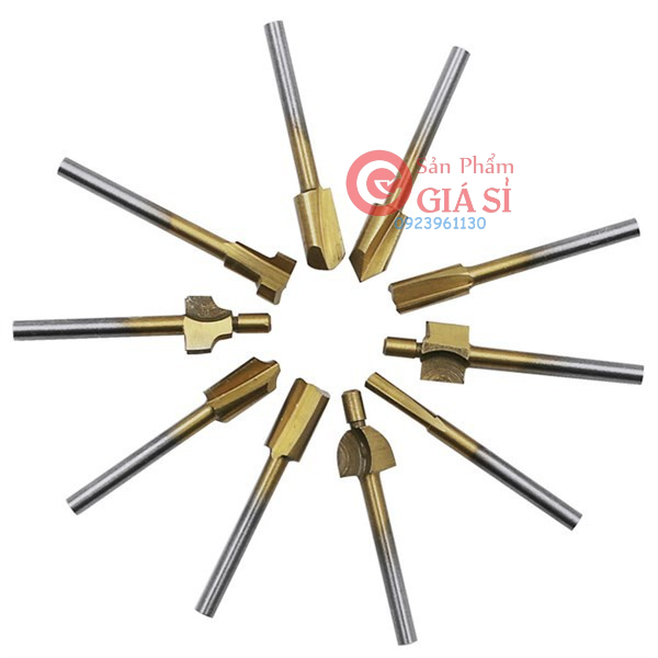 Bộ 10 Mũi Phay Gỗ Cán 3mm - Dụng Cụ Làm Lũa Dremel ❤️freeship❤️