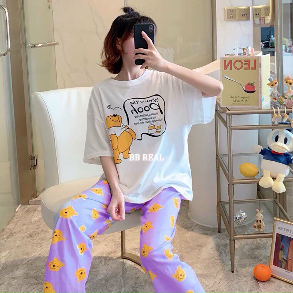 Đồ Bộ Mặc ở Nhà Bộ Đồ Ngủ Nữ Quần Dài Pijama Thun Lạnh Đẹp [CODE 9-12] Freesize Từ 45-60Kg - BB REAL | BigBuy360 - bigbuy360.vn