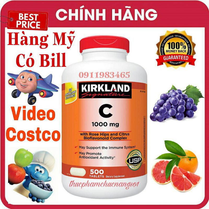 Vitamin C Kirkland 1000mg 500 Viên Cam Kết Chính Hãng | BigBuy360 - bigbuy360.vn