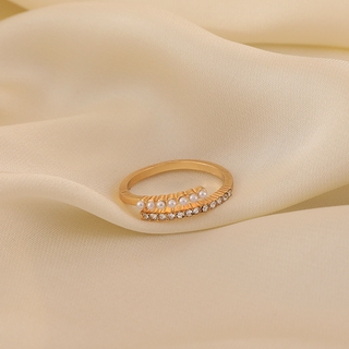 Nhẫn Hàn Quốc Phong Cách Đơn Giản Ngọc Trai Rhinestone Mở Chéo Nhẫn Cho Phụ Nữ Ánh Sáng Sang Trọng Thiết Kế Thời Trang Thanh Lịch Tất Cả Phù Hợp Với Ngón Trỏ