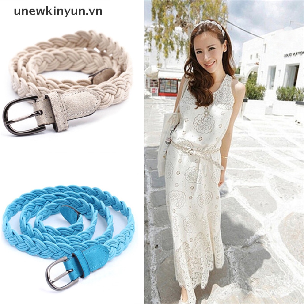 Thắt lưng bện dây bản rộng co giãn thời trang dành cho nữ