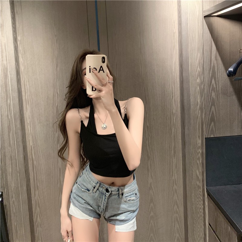 Cocory vn Áo Croptop Không Tay Màu Trơn Kiểu Dáng Xinh Xắn Hợp Thời Trang