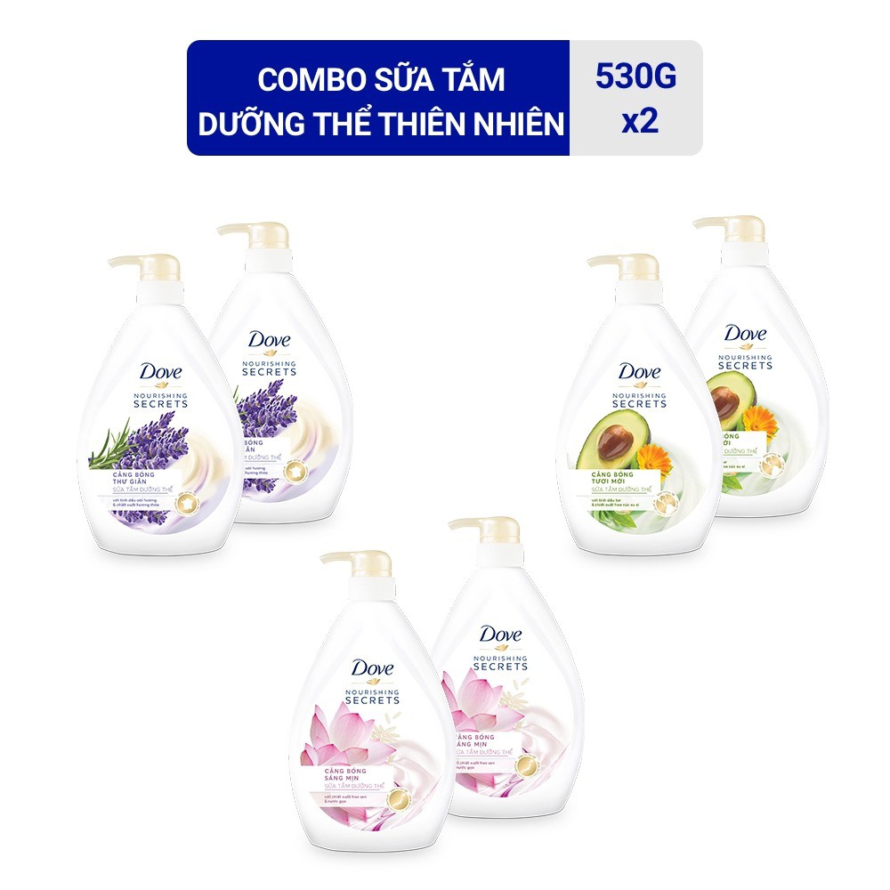 Combo 2 chai sữa tắm dưỡng thể Dove 530gr/chai
