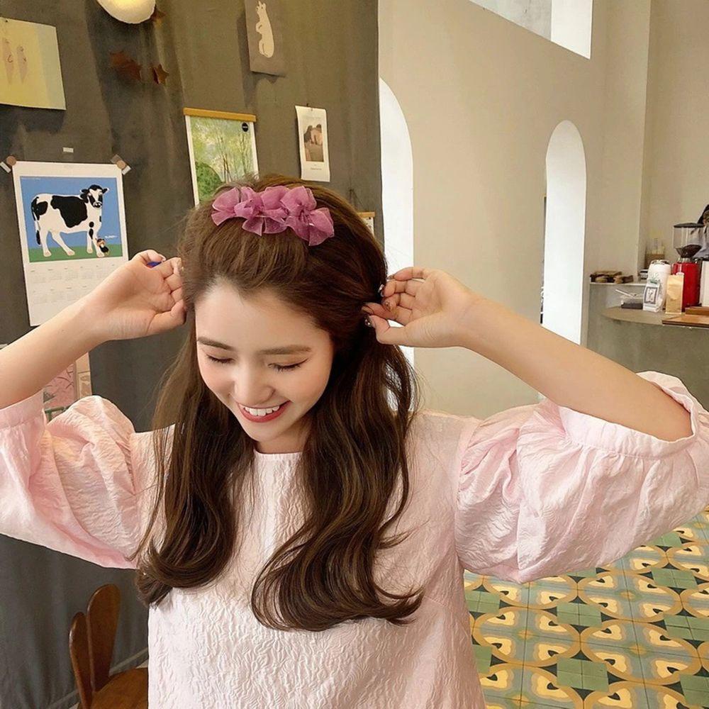 Kẹp Tóc Hình Nơ Phối Lưới Dễ Thương Ngọt Ngào Cho Nữ 2life