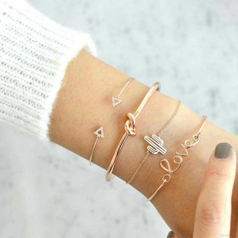 Set 4 vòng đeo tay kiểu dáng cây xương rồng thời trang thanh lịch dành cho nữ