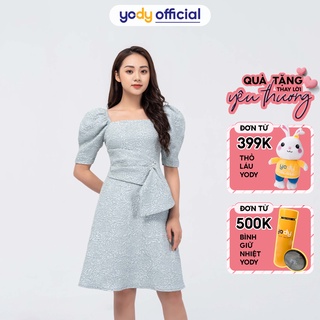 Đầm YODY cổ vuông Váy dáng xòe kẹp nơ Siêu xinh VAN4090