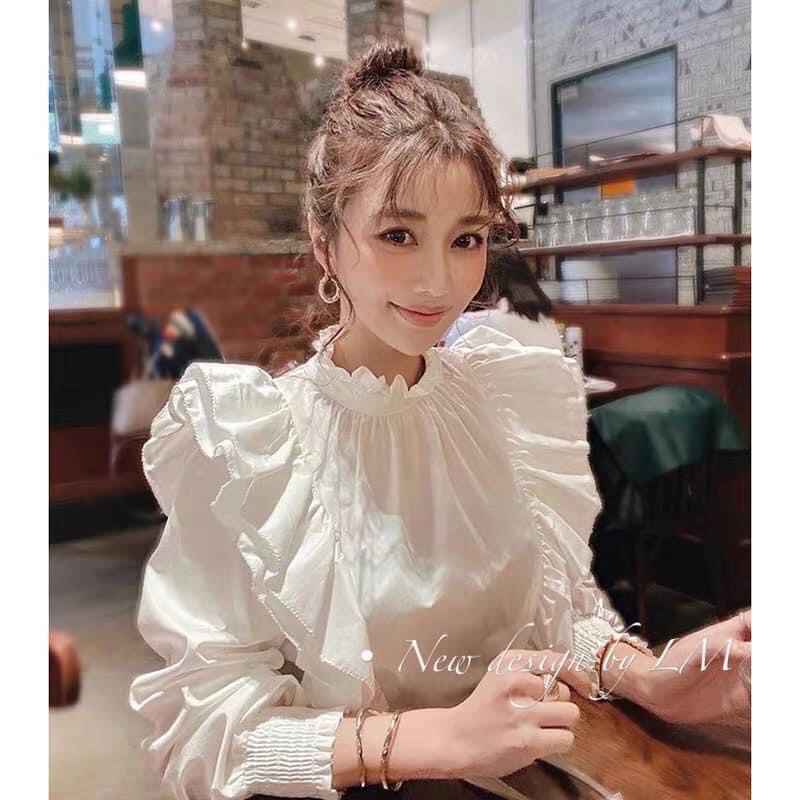 Áo Sơ Mi Nữ Vai Bèo tay bồng vải mịn mát