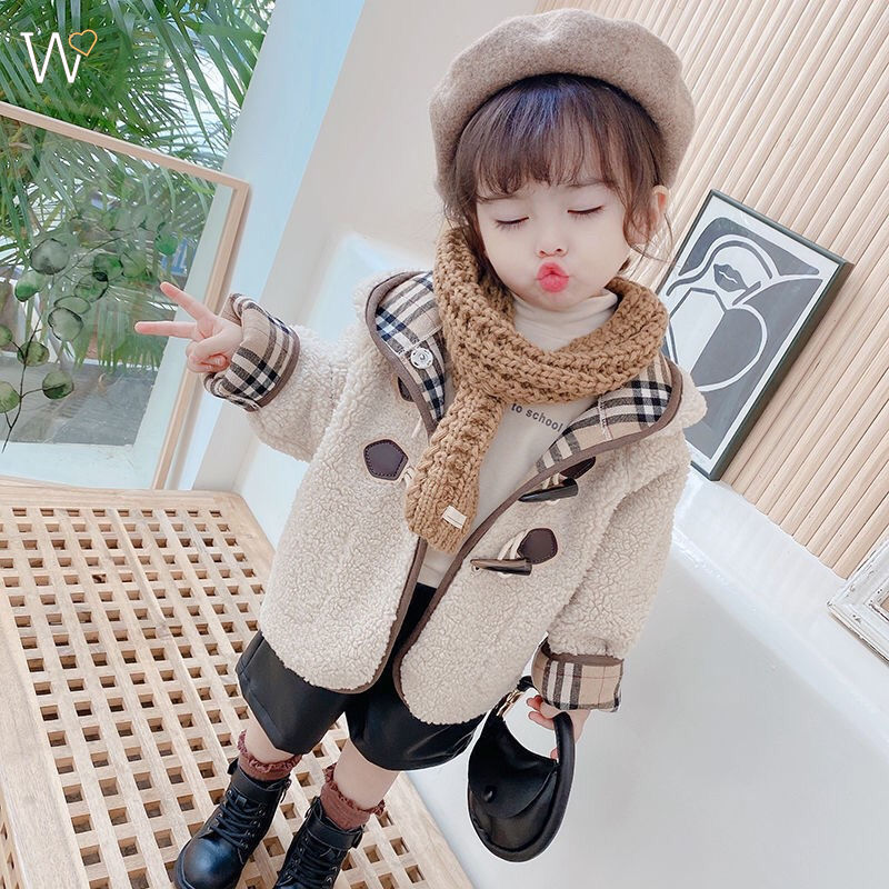 Áo Khoác Lông Cừu Dáng Dài Thời Trang Mùa Thu Bé Gái