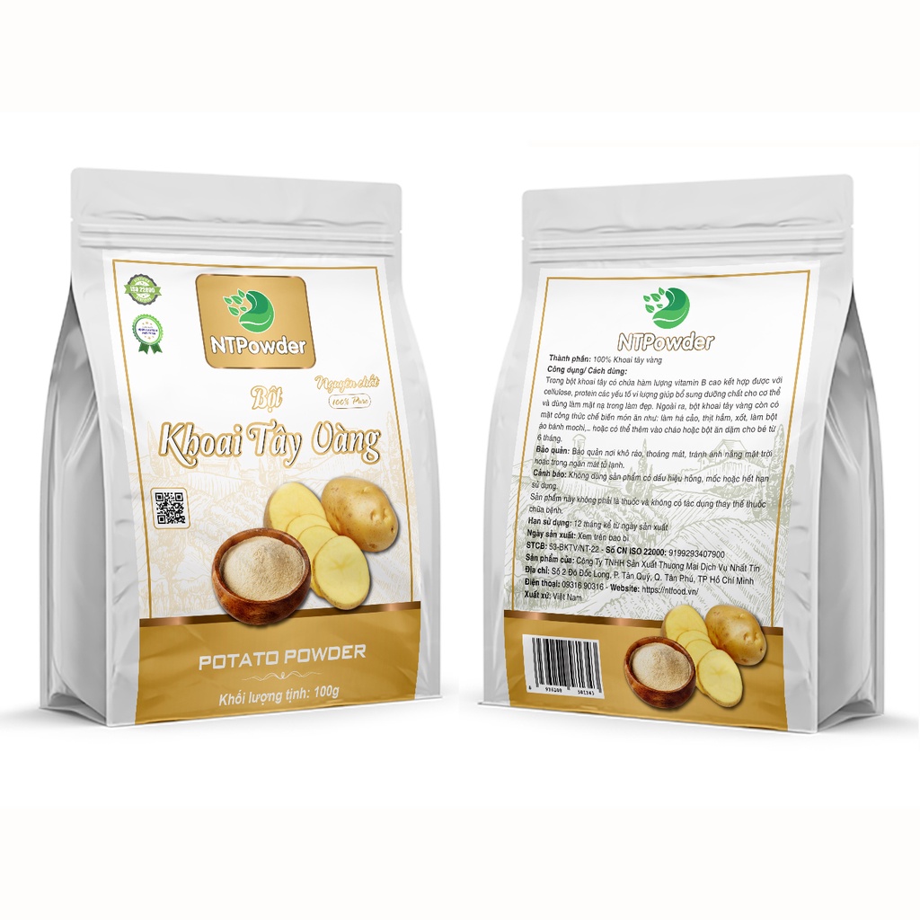 Bột Khoai Tây Vàng sấy lạnh nguyên chất NTPowder 100gr / 60gr - Nhất Tín Food
