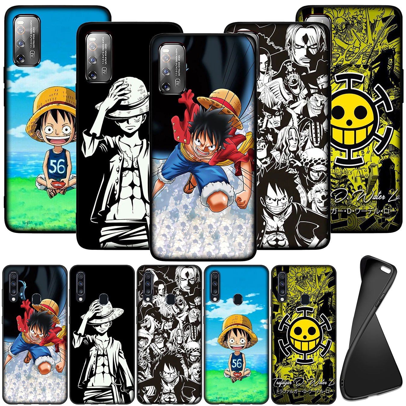 Ốp Lưng Silicone Mềm In Hình Nhân Vật Luffy Cho Samsung Galaxy A9 / A8 / A7 / A6 Plus 2018 / S7 Edge / M31 / A21S