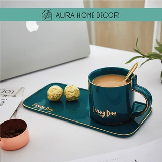 Cốc,ly sứ uống trà, cafe phong cách Châu Âu cao cấp, sang trọng kèm thìa và đĩa