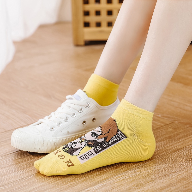 Set 5 Đôi Vớ Cotton Ngắn Họa Tiết Hoạt Hình Nhật Bản Thời Trang Cho Nữ