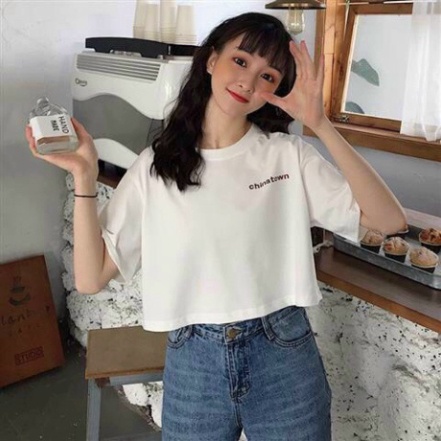 Áo croptop tay lỡ form rộng in chữ China Town , Áo thun nữ ngắn form rộng Calan mặc siêu xinh  CRI03 | WebRaoVat - webraovat.net.vn