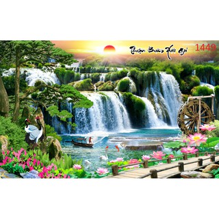 Tranh dán tường 3d sơn thuỷ hữu tình