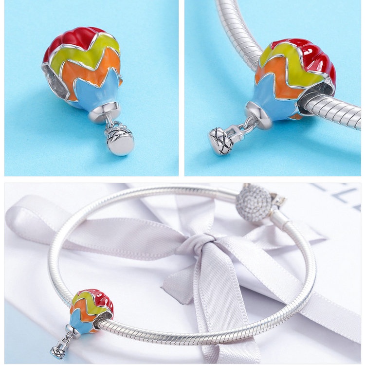 Hạt trang sức Bamoer BSC544 hình khinh khí cầu lỗ 4.5mm dùng làm vòng tay DIY