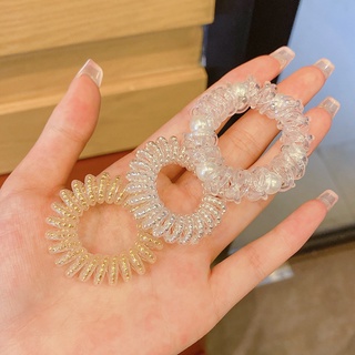 Dây cột tóc/ vòng tay dạng dây điện thoại trong suốt hai cách dùng phong cách Hàn Quốc