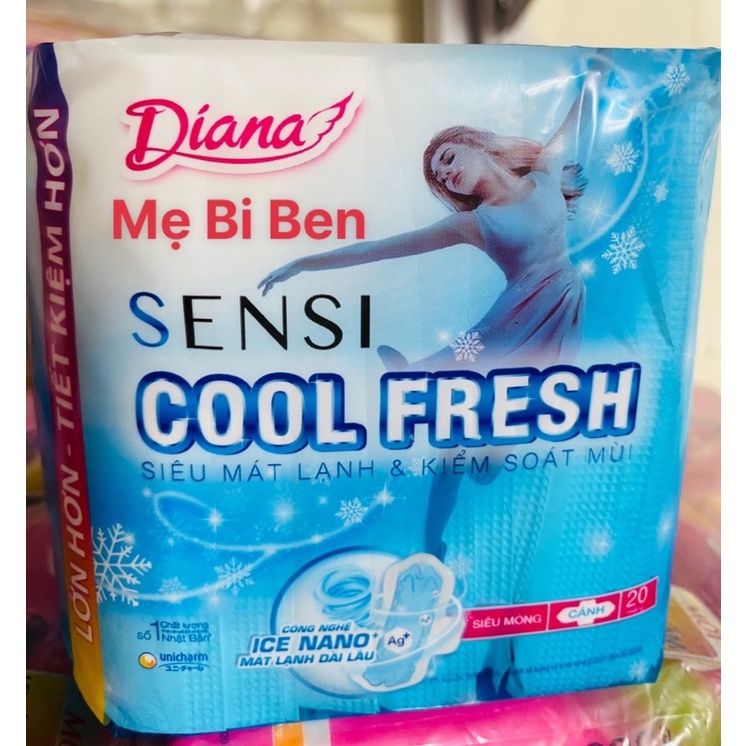 [GIÁ SỈ THÙNG 48 GÓI] Băng vệ sinh Diana SenSi Cool Fresh siêu mỏng cánh gói/8 miếng