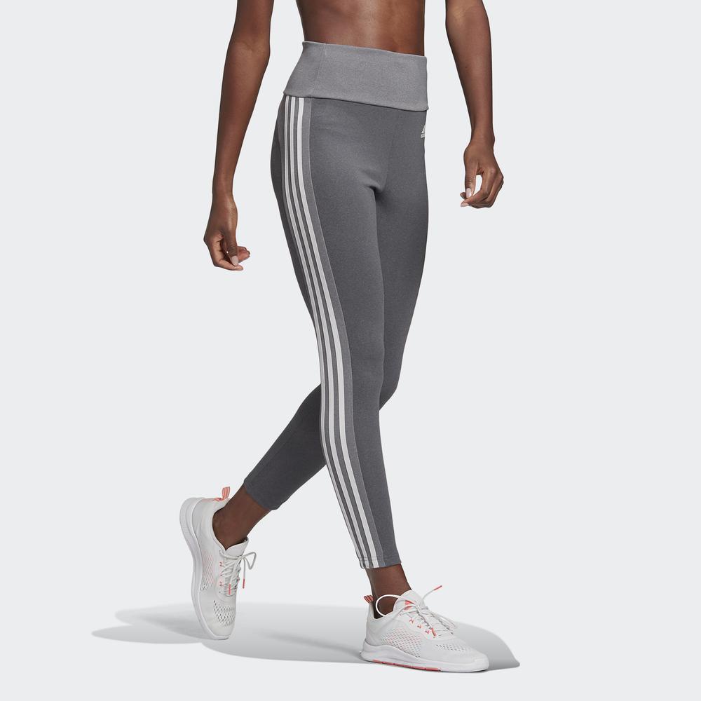 Quần Bó adidas TRAINING Nữ Quần bó thể thao 7/8 cạp cao 3 Sọc Designed To Move Màu xám GL4043