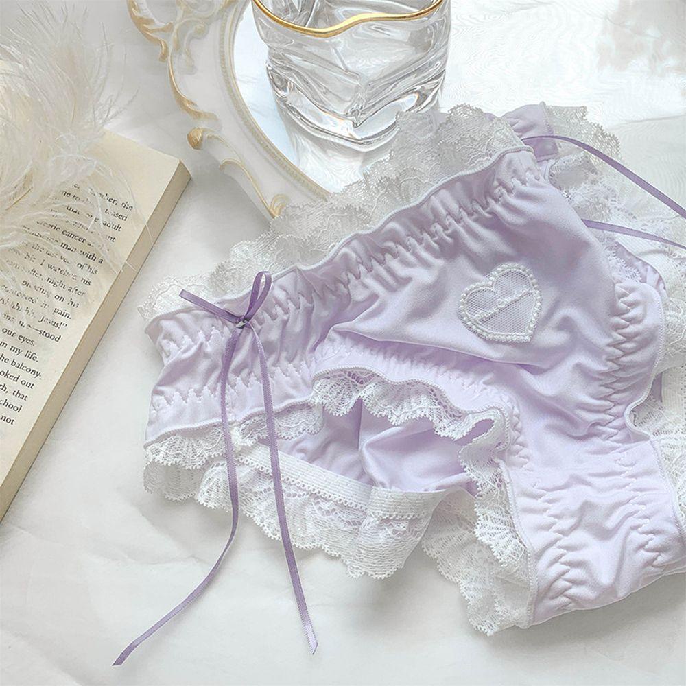 Quần Lót Cotton Phối Ren Màu Sắc Ngọt Ngào Phong Cách Lolita Nhật Bản Cho Nữ