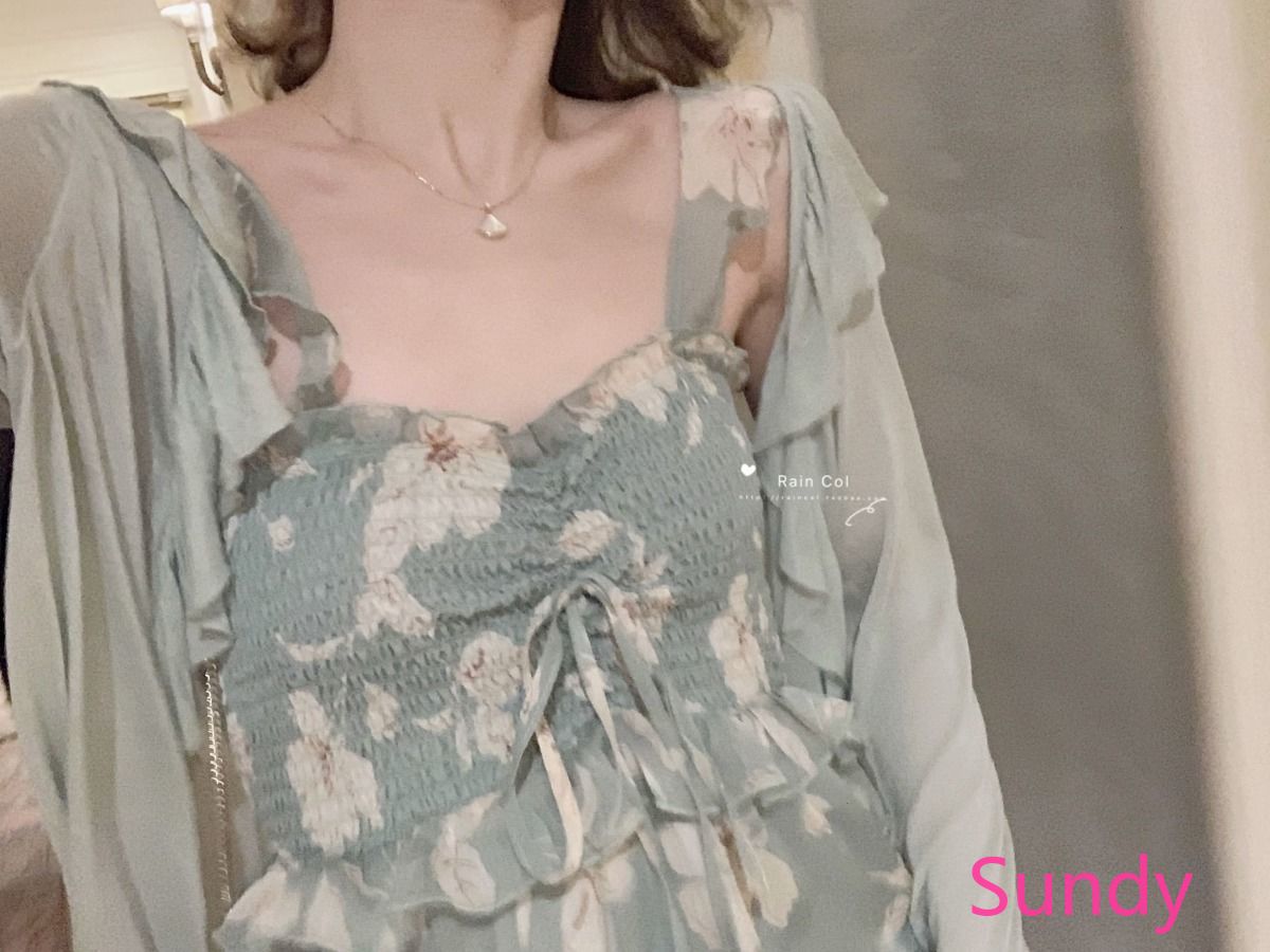 Đầm Chiffon Hai Dây Nhún Bèo Phong Cách Hàn Quốc Nữ Tính | BigBuy360 - bigbuy360.vn