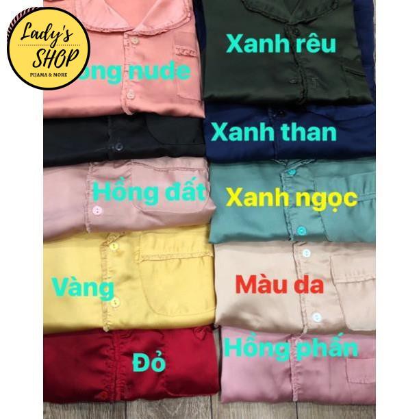 Đồ Bộ Pijama - Bộ lụa dài tay viền bèo xinh xắn nơ túi [HÀNG CHUẨN ĐẸP