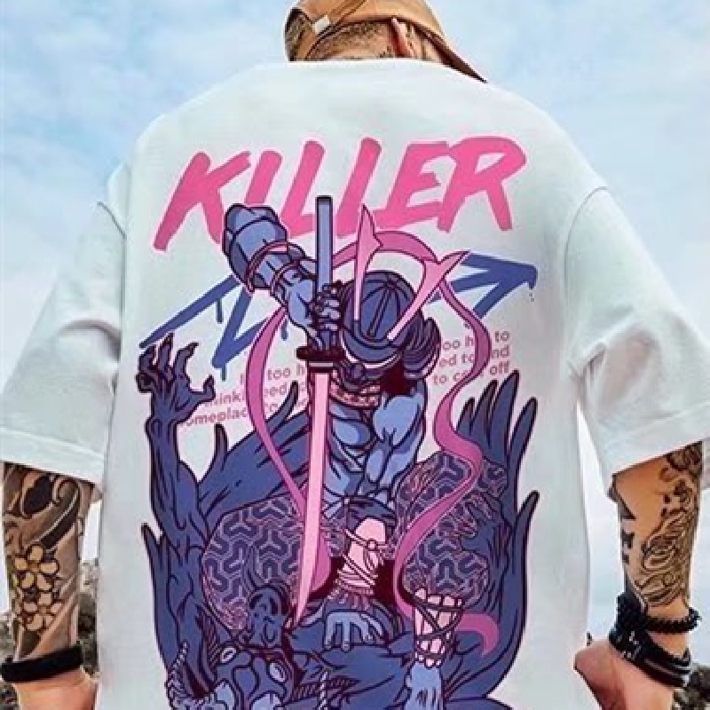 Áo Thun Tay Ngắn Dáng Rộng In Họa Tiết Hoạt Hình Phong Cách Nhật Bản Thời Trang Mùa Hè Cho Nam Và Nữ Size M-8XL