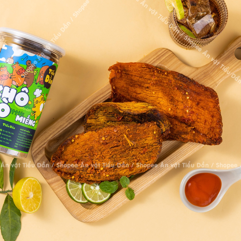 Khô bò miếng hũ lớn 250g Tiểu Dần đồ ăn vặt vừa ngon vừa rẻ | BigBuy360 - bigbuy360.vn