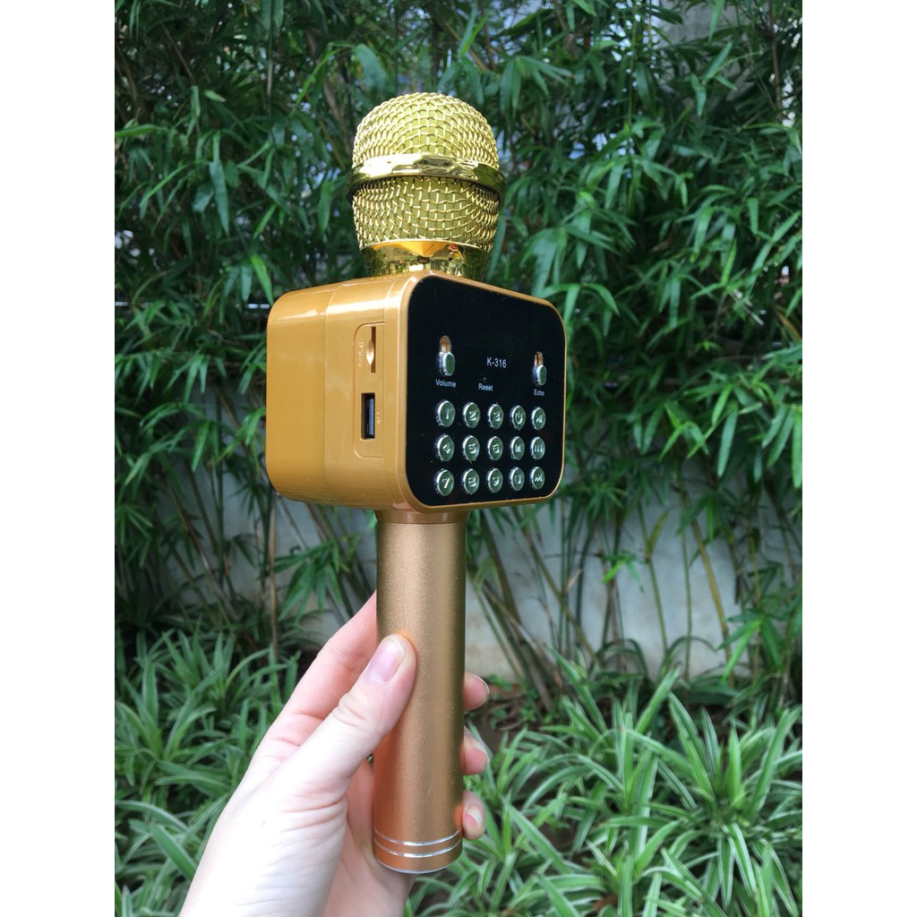 Micro kèm Loa Bluetooth K316 mic hát karaoke K-316