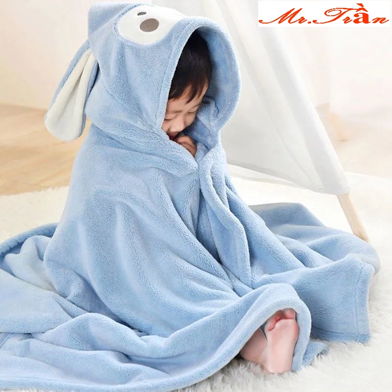 Khăn tắm ủ trùm đầu lông cừu, chăn ủ cừu có mũ dùng làm khăn choàng cho bé rất ấm áp - Mã Thỏ