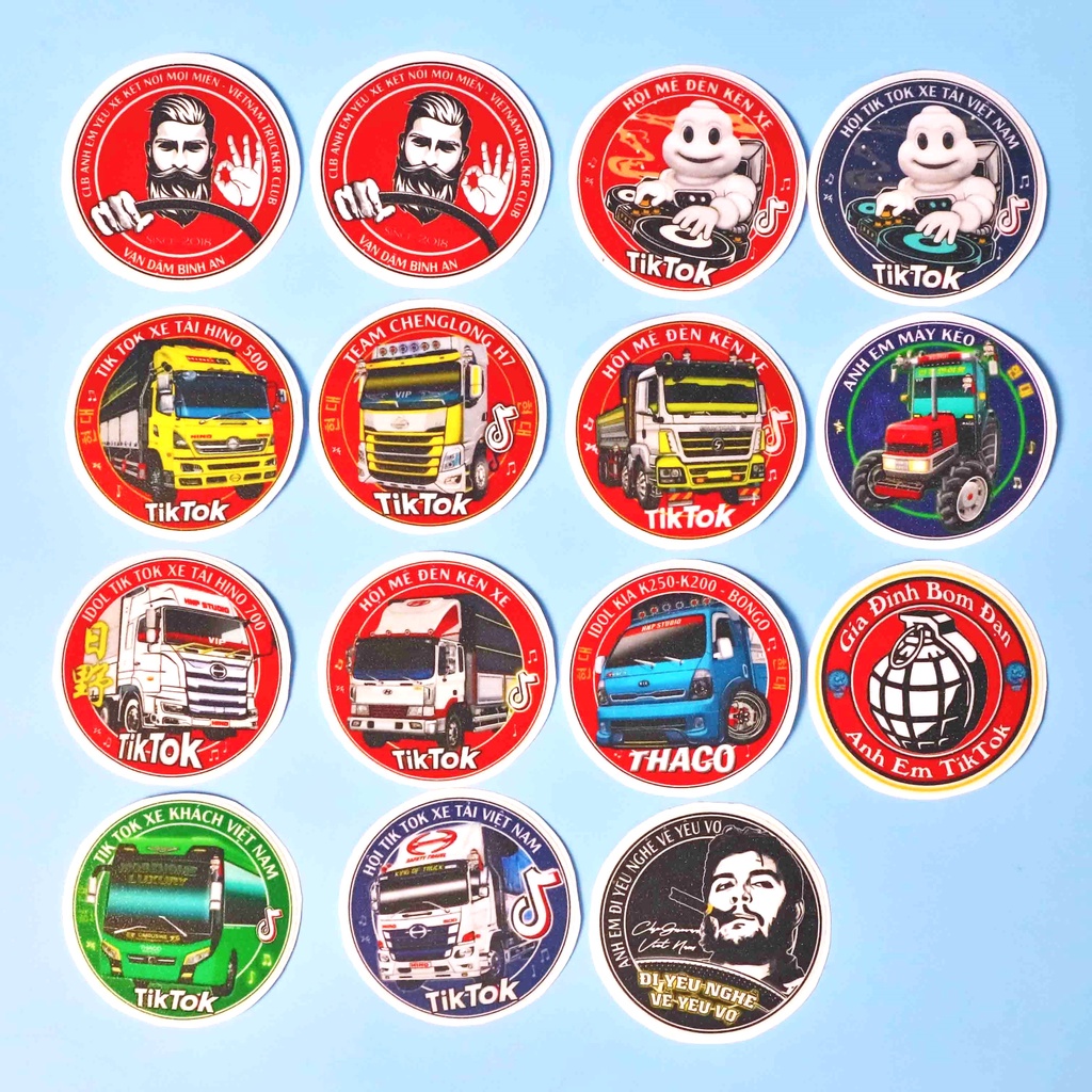 Combo Tem nhỏ các Hình xe tải, Con Ong, Michelin, Đi Yêu Nghề các loại