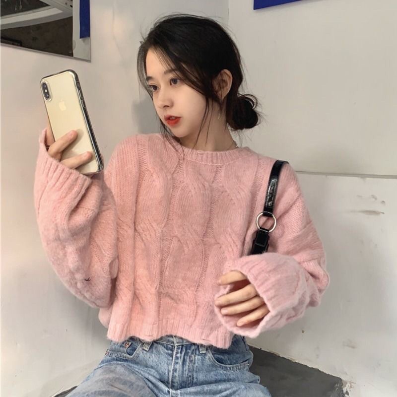 ÁO LEN SWEATER CROPTOP FORM ĐẸP DÀY DẶN PHONG CÁCH ULZZANG HÀN QUỐC