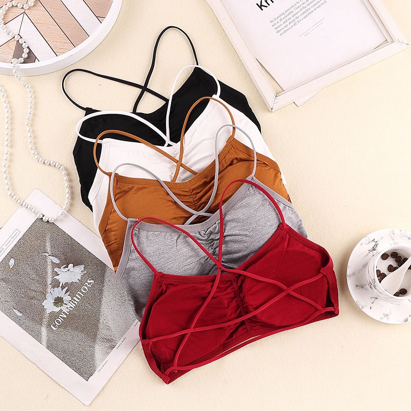 Áo Ngực cotton Trơn Hở Lưng Dáng Nhỏ Gợi Cảm Cho Nữ